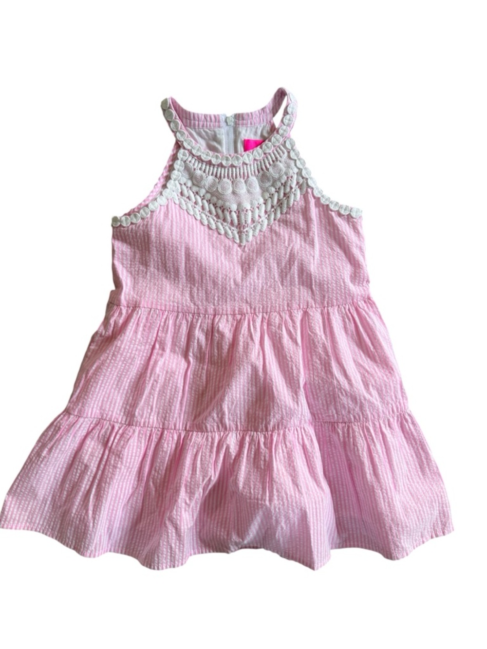 Lilly Pulitzer Pink and White Striped Dress with Hot Pink Label
